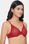 Wacoal Single Layered Wired Medium Coverage Lace Bra - Cherry Red — thumbnail 2
