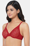 Wacoal Single Layered Wired Medium Coverage Lace Bra - Cherry Red — thumbnail 3