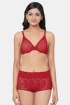 Wacoal Single Layered Wired Medium Coverage Lace Bra - Cherry Red — thumbnail 5