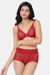 Wacoal Single Layered Wired Medium Coverage Lace Bra - Cherry Red — thumbnail 6
