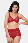 Wacoal Single Layered Wired Medium Coverage Lace Bra - Cherry Red — thumbnail 7