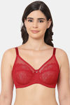 Wacoal Single Layered Wired Full Coverage Lace Bra - Cherry Red — thumbnail 1