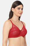 Wacoal Single Layered Wired Full Coverage Lace Bra - Cherry Red — thumbnail 2