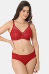 Wacoal Single Layered Wired Full Coverage Lace Bra - Cherry Red — thumbnail 7