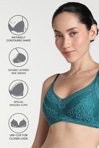 Wacoal Padded Non Wired Medium Coverage Lace Bra - Everglade — thumbnail 6