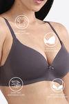 Wacoal Padded Non-Wired 3/4Th Coverage T-Shirt Bra - Grey — thumbnail 6