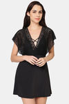 Wacoal Flared Relaxed Fit Nylon Chemise - Black — thumbnail 1