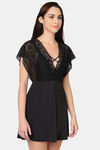 Wacoal Flared Relaxed Fit Nylon Chemise - Black — thumbnail 4