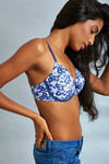 Zivame Fashion Print Push Up Wired 3/4th Coverage T-Shirt Bra-Blue Floral Print — thumbnail 3