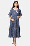 Shararat Cotton Loungewear Dress - Blue — thumbnail 1