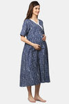 Shararat Cotton Loungewear Dress - Blue — thumbnail 2