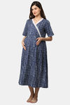 Shararat Cotton Loungewear Dress - Blue — thumbnail 3