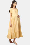 Shararat Cotton Loungewear Dress - Beige — thumbnail 3