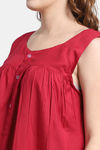 Shararat Cotton Sleep Shirt - Red — thumbnail 5