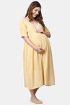 Shararat Cotton Loungewear Dress - Beige — thumbnail 3