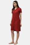 Shararat Cotton Sleep Shirt - Maroon — thumbnail 2