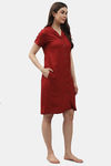 Shararat Cotton Sleep Shirt - Maroon — thumbnail 3