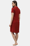 Shararat Cotton Sleep Shirt - Maroon — thumbnail 4