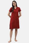 Shararat Cotton Sleep Shirt - Maroon — thumbnail 5