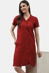 Shararat Cotton Sleep Shirt - Maroon — thumbnail 6