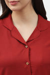 Shararat Cotton Sleep Shirt - Maroon — thumbnail 7