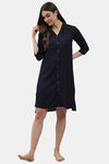 Shararat Cotton Sleep Shirt - Navy — thumbnail 5