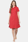 Shararat Cotton Sleep Shirt - Red — thumbnail 5