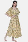 Shararat Cotton Full Length Nightdress - Yellow — thumbnail 3