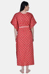 Shararat Cotton Full Length Nightdress - Red — thumbnail 4