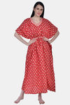 Shararat Cotton Full Length Nightdress - Red — thumbnail 6