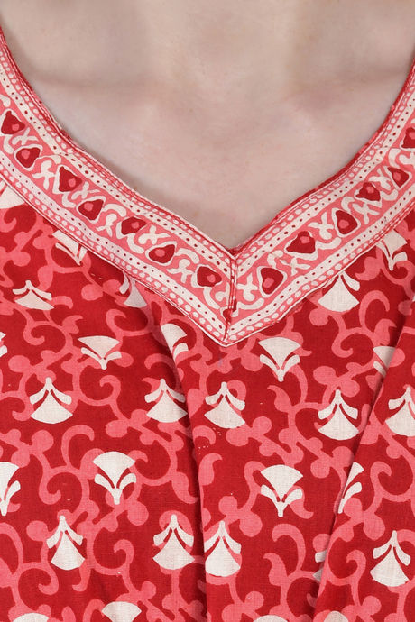 Shararat Cotton Full Length Nightdress - Red — image 8