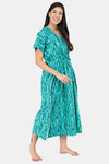 Shararat Cotton Full Length Nightdress - Green — thumbnail 3