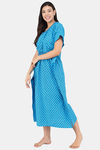 Shararat Cotton Full Length Nightdress - Blue — thumbnail 2