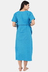 Shararat Cotton Full Length Nightdress - Blue — thumbnail 4
