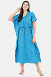 Shararat Cotton Full Length Nightdress - Blue — thumbnail 5