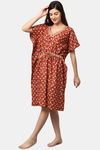 Shararat Cotton Full Length Nightdress - Brown — thumbnail 2