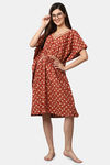 Shararat Cotton Full Length Nightdress - Brown — thumbnail 5