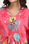 Shararat Cotton Full Length Nightdress - Pink — thumbnail 7