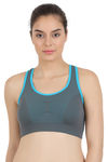 Rosaline Sports Bra With Removable Padding - Grey n Neon Orange — thumbnail 1