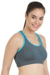 Rosaline Sports Bra With Removable Padding - Grey n Neon Orange — thumbnail 2