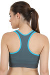 Rosaline Sports Bra With Removable Padding - Grey n Neon Orange — thumbnail 3
