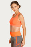 West Vogue Non Padded Seamless Sports Bra - Orange N Grey — thumbnail 2