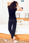 Zivame Cotton CoZzzies  Solid Pyjama- Black — thumbnail 2