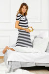 Zivame After Hours Sailor Striped Short Nighty- White Navy — thumbnail 1