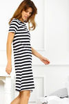 Zivame After Hours Sailor Striped Short Nighty- White Navy — thumbnail 3