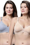 Eden Double Layered Non-Wired Full Coverage T-Shirt Bra (Pack of 2) - Multicolor — thumbnail 1