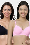 Eden Padded Non-Wired Full Coverage T-Shirt Bra (Pack of 2) - NavybluePink — thumbnail 1