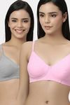 Eden Padded  Non-Wired Full Coverage T-Shirt Bra (Pack of 2) - GreyPink — thumbnail 1