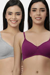 Eden Padded  Non-Wired Full Coverage T-Shirt Bra (Pack of 2) - GreyWine — thumbnail 1