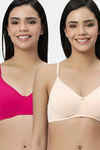 Eden Padded  Non-Wired Full Coverage T-Shirt Bra (Pack of 2) - MagentaSkin — thumbnail 1